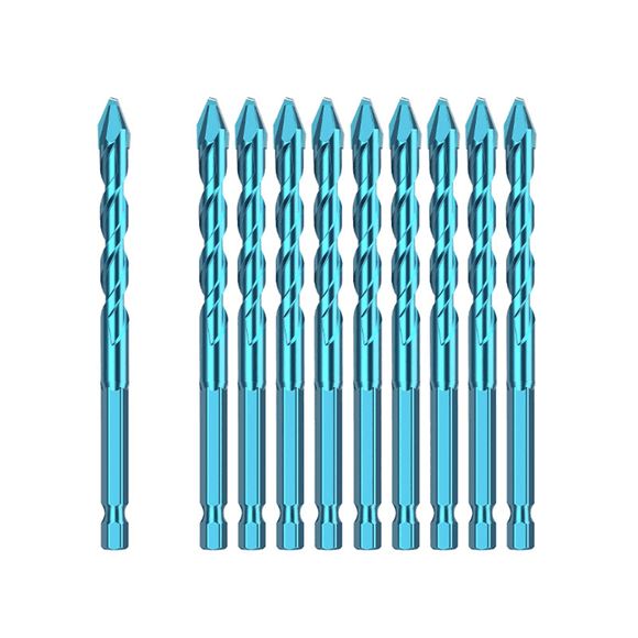 10pcs Tile Bit Blue Spade Drill Bit Set High Hardness Eccentric Drill Cordless Drill Power Tools Accessories 8mm