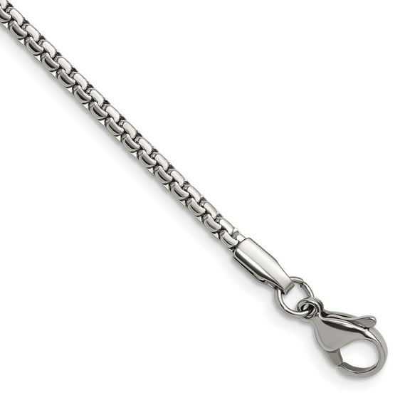 Stainless Steel Box Chain Styles Necklace Chisel Polished 2.5 mm 16 inch Fancy