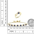 thumbnail image 2 of Gem Stone King 18K Yellow Gold Plated Silver Blue Created Sapphire Ring and Bracelet Jewelry Set for Women | 3.12 Cttw | Gemstone September Birthstone | Heart Shape 4MM | Round 4.5MM | Size 5, 2 of 3