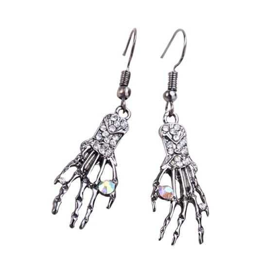 1 Pair Halloween Skeleton Earrings for Women, Skull Dangle Drop Earrings Gothic Jewelry, Skeleton Hand Party Outfit Accessory, Theme Halloween Gifts,0.4x1.1 Inch