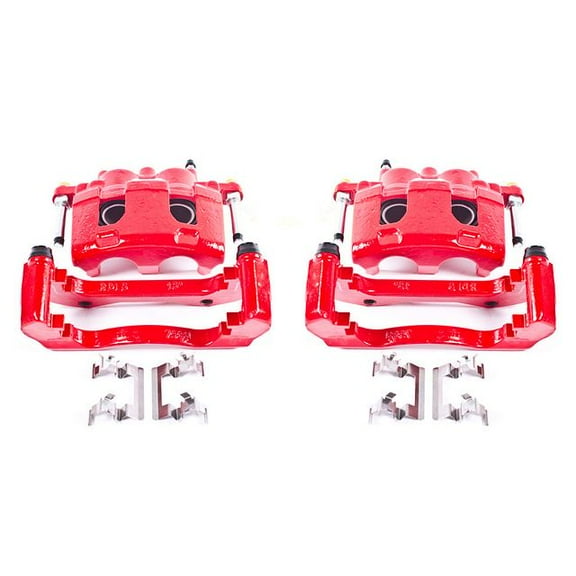 Power Stop Front Pair of Red Powder Coated Calipers S4988