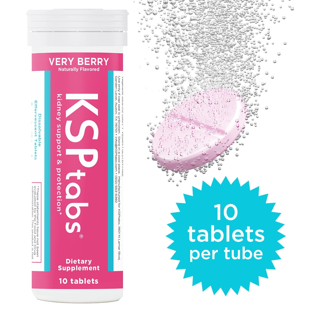 KSPtabs Kidney Health Supplement to Combat Calcium Oxalate Crystal Formation - Very Berry - Box of 8 Tubes