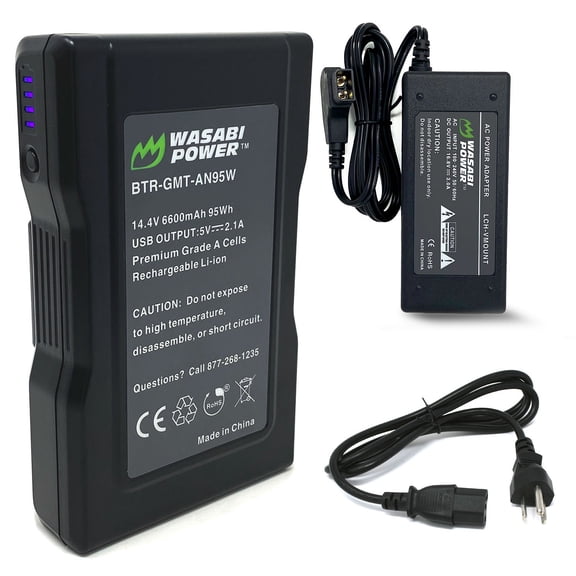 Wasabi Power Gold Mount Battery (14.4V, 6600mAh, 95Wh) and Gold Mount Battery Charger with D-Tap