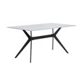 thumbnail image 2 of Modern Contemporary Dining Table 1pc Sintered Stone Marble-Look Black Metal Legs Kitchen Dining Furniture White + Seats 6 + Dining Room + Contemporary,Modern + Rectangular + Sintered Stone, 2 of 4