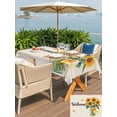 thumbnail image 6 of 60x84 Inch Outdoor Tablecloth with Umbrella Hole Zipper Rectangle Yellow Sunflower Rectangular Tablecloths Outside Waterproof Butterfly Linen Vintage Floral Patio Table Cloth Cover for Picnic Party, 6 of 8