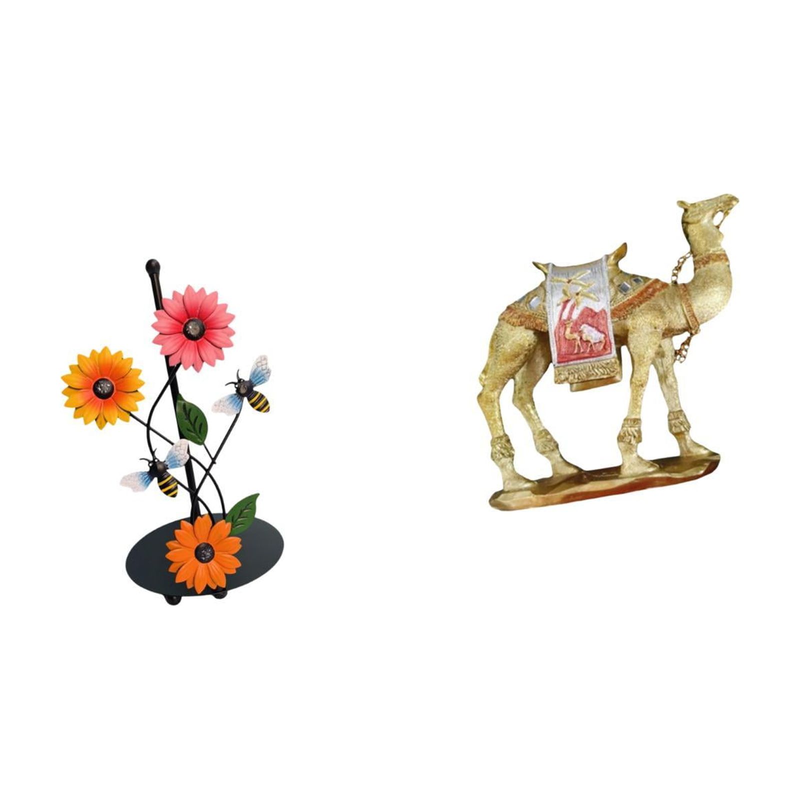 Fiocias Toilet Paper Holder Set Paper Towel Holder Countertop Desktop Figurine Camel Figurine Modern Decor Resin Animal Statue Collectible Ornament Iron Resin