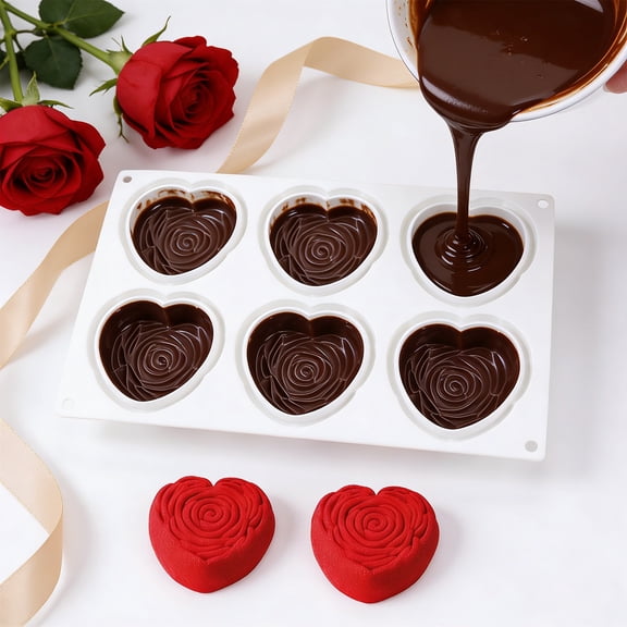 Baking Mold,Chocolate Molds Silicone,Love Silicone Cake Mold Set, French Mousse Dessert Mold for Valentine's Day, Non Stick Baking Tool for Home Kitchen, Party Treat Making(C)