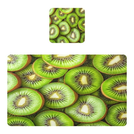 

Wobogo Kiwi Fruit Pattern Placemats Coasters Set of 1 Heat-resistant Non-slip Easy to Clean Square Dinner Plate Mat