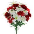 thumbnail image 1 of GPB7357-RD-CM 24 Tiges Faux Pleine Floraison Ranunculus&44; Lily&44; Hortensia Mixte Buisson de Fleurs - Rouge&44; Crème, 1 of 1