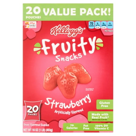 Kellogg's Strawberry Fruity Snacks Pouches, 16 Oz., 20 Count