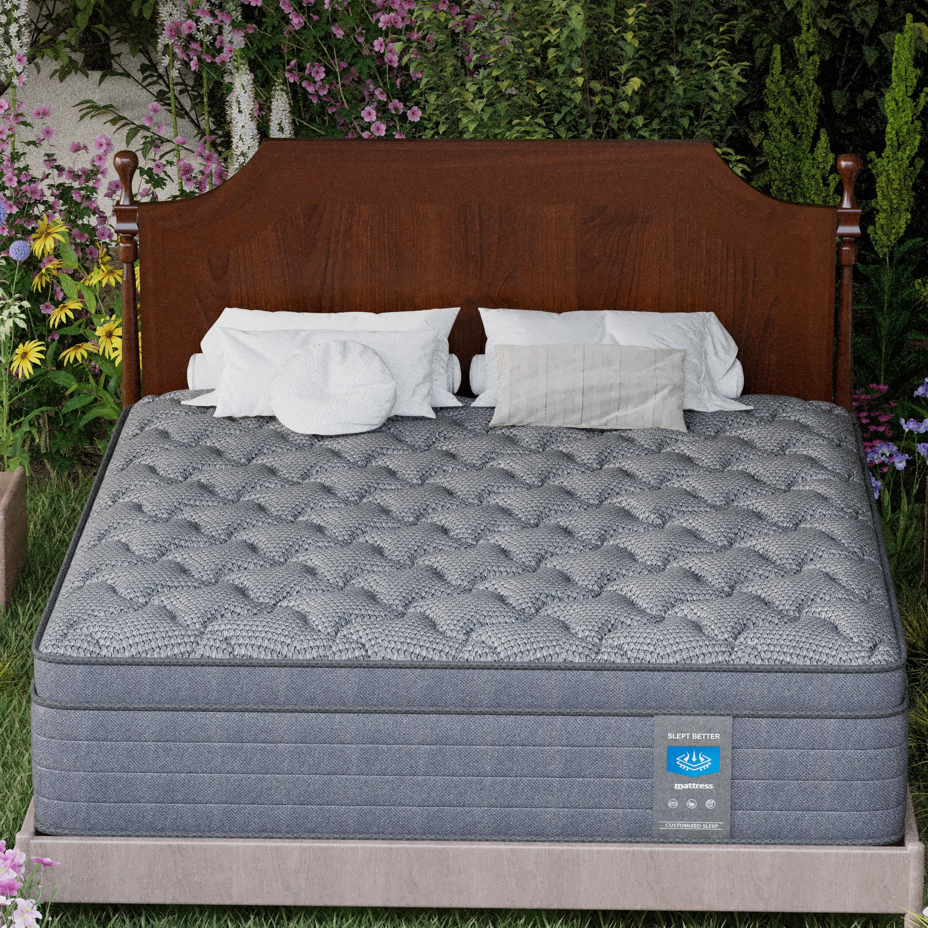CTQC 12 Twin Mattress Cooling Gel Memory Foam Hybrid Mattress Medium-Firm Breathable Pressure Relief All Black CertiPUR-US Certified Mattress with individually Pocket Springs for Kids and Adults