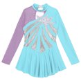thumbnail image 3 of TiaoBug Kids Girls Shiny Metallic Figure Ice Skating Dress Sequin Floral Print Dancewear, 3 of 5