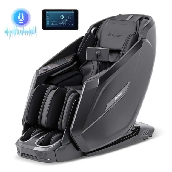 Costway 4D Full Body Massage Chair with Heater & Airbag Massage Calf & Foot Rollers Black