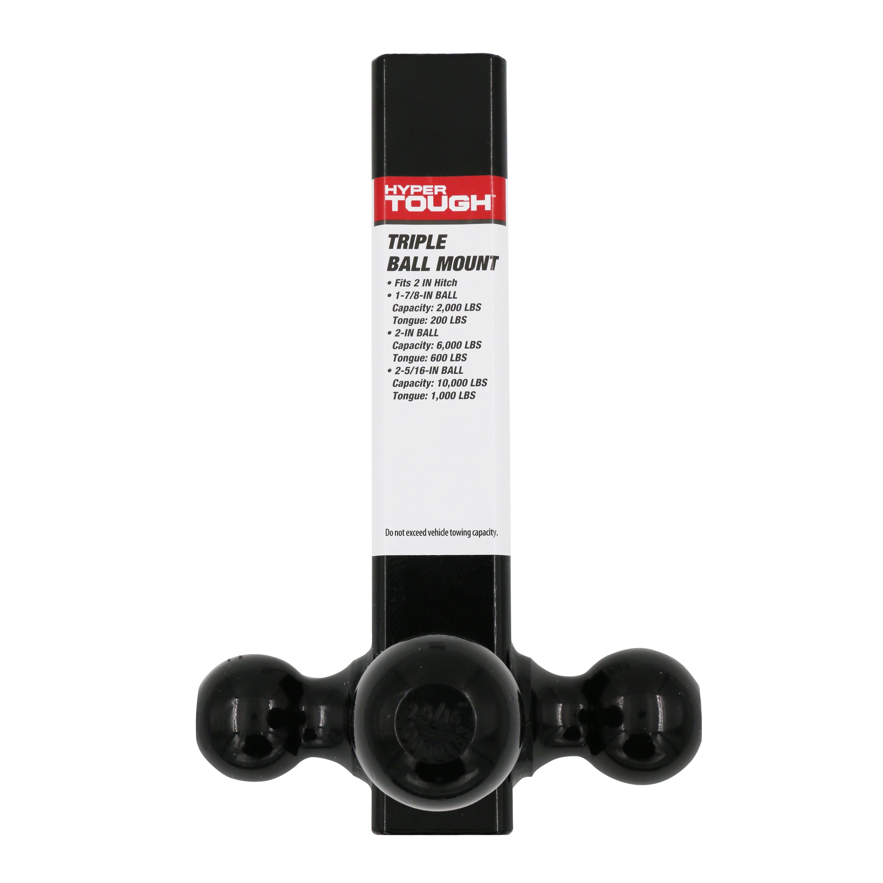 Hyper Tough Trailer Hitch Tri-Ball Mount, Class III/IV Towing, Black, Automotive Accessories