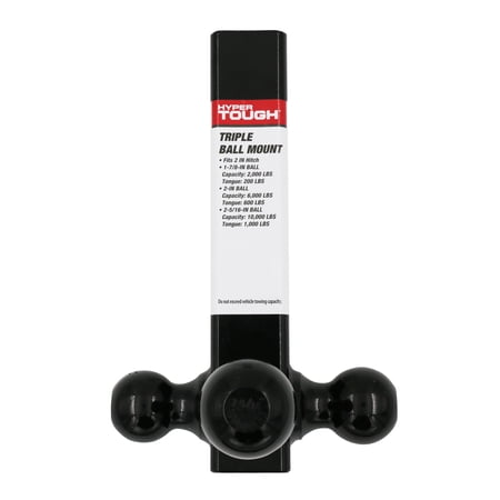 HYPER TOUGH TRAILER HITCH STEEL TRI-BALL MOUNT, CLASS III/IV TOWING, BLACK, AUTOMOTIVE ACCESSORIES, UNIT WEIGHT 10 LBS