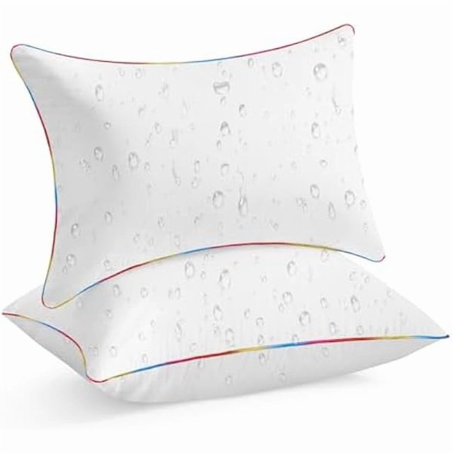 ZHENYAN 12 x 20 Outdoor Waterproof Pillow Inserts - TPU Coated, Soft Fluffy Down Alternative Lumbar Pillows for Patio Couch Sofa - White, Pack of 2