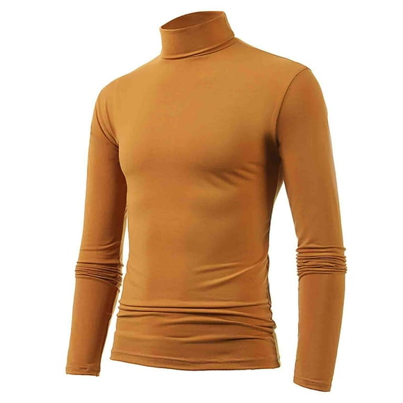 Ropa interior térmica de cuello alto para hombre, ideal para el invierno: jersey de manga larga, tejido suave y transpirable, bajo redondeado, tallas reales, ideal para el día a día y el trabajo.