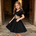 thumbnail image 6 of Girls Renaissance Corset Dress Puff Sleeve Peasant Medieval Dresses Ruffle Cute Elegant Party Outfits Black, Size 11 Y, 6 of 7