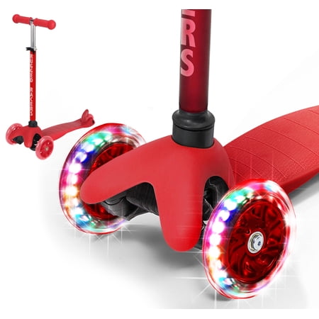 Rugged RacersÂ 3 Wheel Kick Scooter for Boys & Girls with LED Lights Red