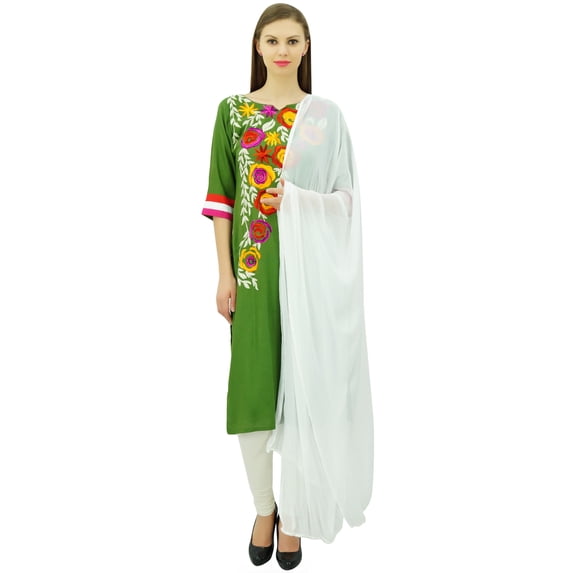 Atasi Women's Aari Embroidered Green Rayon Salwar Kurta Straight Suit Set-10