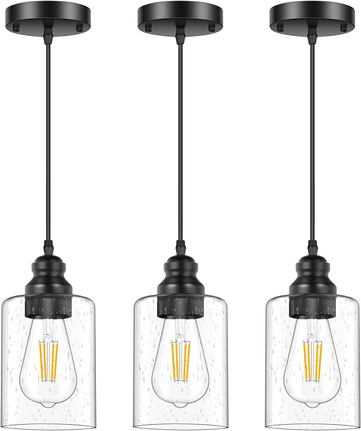 Farmhouse Pendant Light, Industrial Black Pendant Light Fixtures