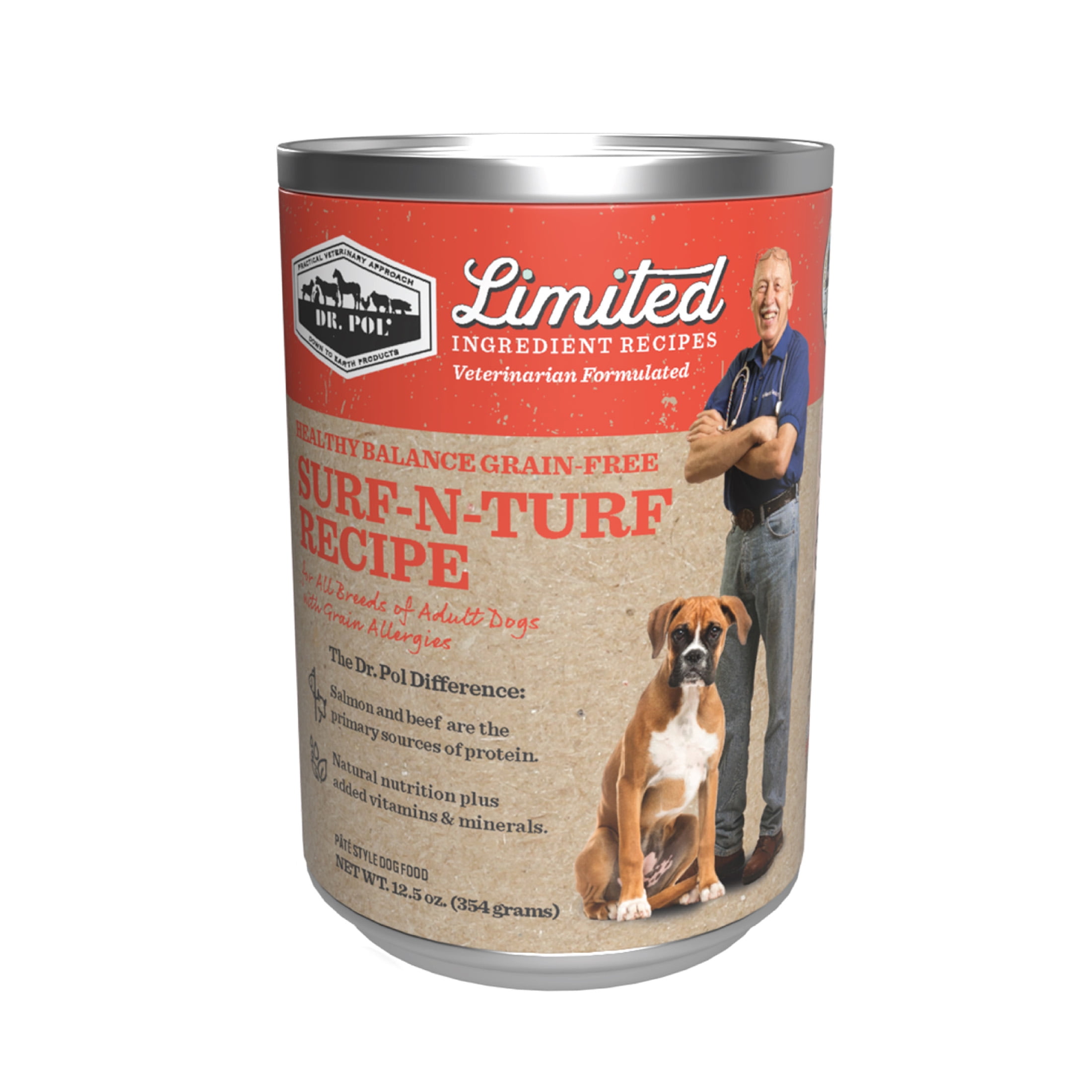(6 pack) Dr. Pol Limited Ingredient Surf-N-Turf Canned Dog Food, 12.5oz.