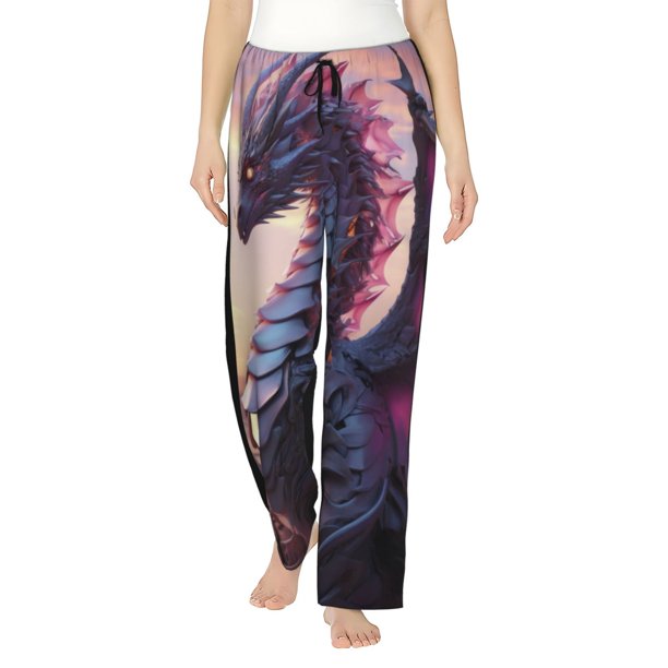 Balery Dragon Pantalones de pijama para mujer, pijamas ultraligeros, pantalones de estar por casa-Medium