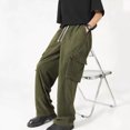 thumbnail image 2 of Men’s Casual Loose Fit Cargo Pants with Drawstring Waist, Lightweight Breathable Cotton Trousers for Everyday Wear, 2 of 5