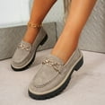 thumbnail image 5 of Khaki Womens Stylish Casual Soft Sole Low Heel Shallow Mouth Breathable Metal Chain Flat Bottom Thick Sole Loafers For Summer Fall, 5 of 8