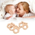 thumbnail image 3 of Teater de Madera de Bebé, 5pcs bebé madera teher animal teether para accesorios de joyería de bricolaje para bordes de bebé stick, 3 of 7