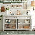thumbnail image 3 of Farmhouse Sideboard Buffet Cabinet with Drawers, 59" Large Credenza Kitchen Storage Cabinets with Shelves & 4 Doors, Wood Rustic Coffee Bar Console Table for Living Room, White, 3 of 9