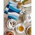 thumbnail image 4 of Blue Ombre Kitchen Dish Towels for Drying Dishes Set of 2, Modern Geometric Abstract Art Moire Waffle Weave Microfiber Hand Tea Bathroom Towels Quick Dry & Absorbent Towel 15.7x23.6, 4 of 7
