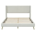 thumbnail image 5 of Modern Queen Size Platform Bed with Metal Legs and Corduroy Headboard, Wooden Bed Frame for Bedroom, Beige, 5 of 7