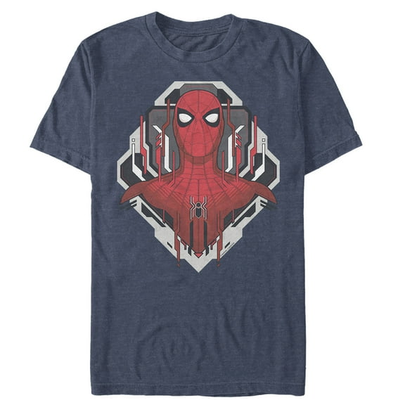 Men's Marvel Spider-Man: Far From Home Tech Emblem  Graphic Tee Navy Blue Heather 3X Large