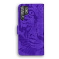 thumbnail image 4 of SaniMore Case for Samsung Galaxy S22 Ultra Tiger Embossing Flip Wallet, [RFID Blocking] PU Leather Magnetic Clasp Cover with Card Holder & Kickstand Full Body Protective Shell, Purple, 4 of 8