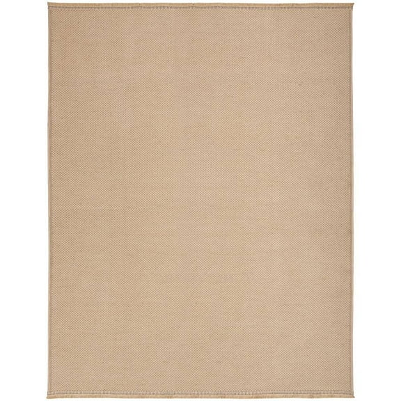 Washable Jute Natural 8 ft. x 10 ft. Solid Geometric Contemporary Area Rug