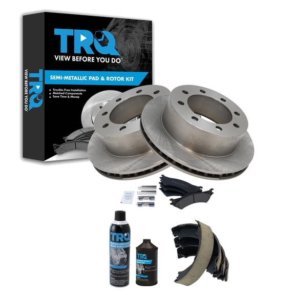 TRQ Rear Brake Pad & Rotor Kit BKA42382 Fits Select 2003-2004 Ford E-250 , 1999-2002 Ford E-250 Econoline