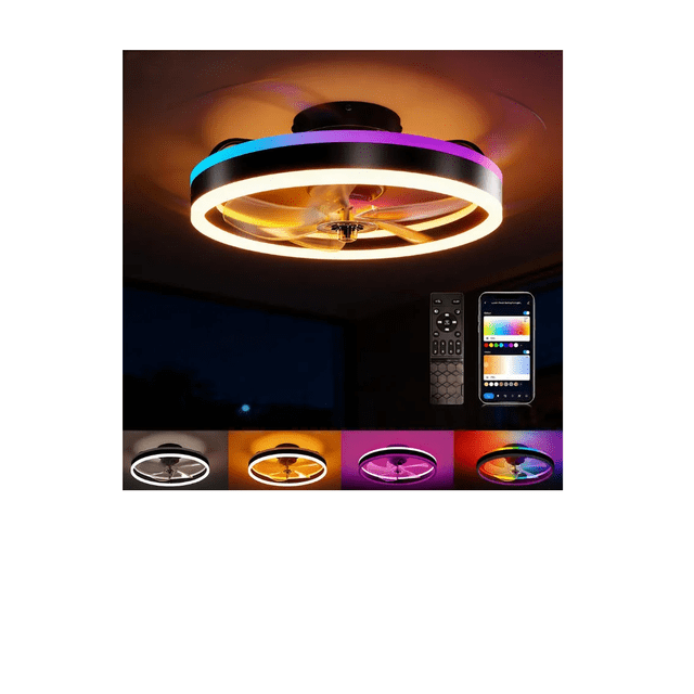 Ventilador De Techo Inteligente Con Wifi Y Luz, Ventilador Empotrado Xtellar negro