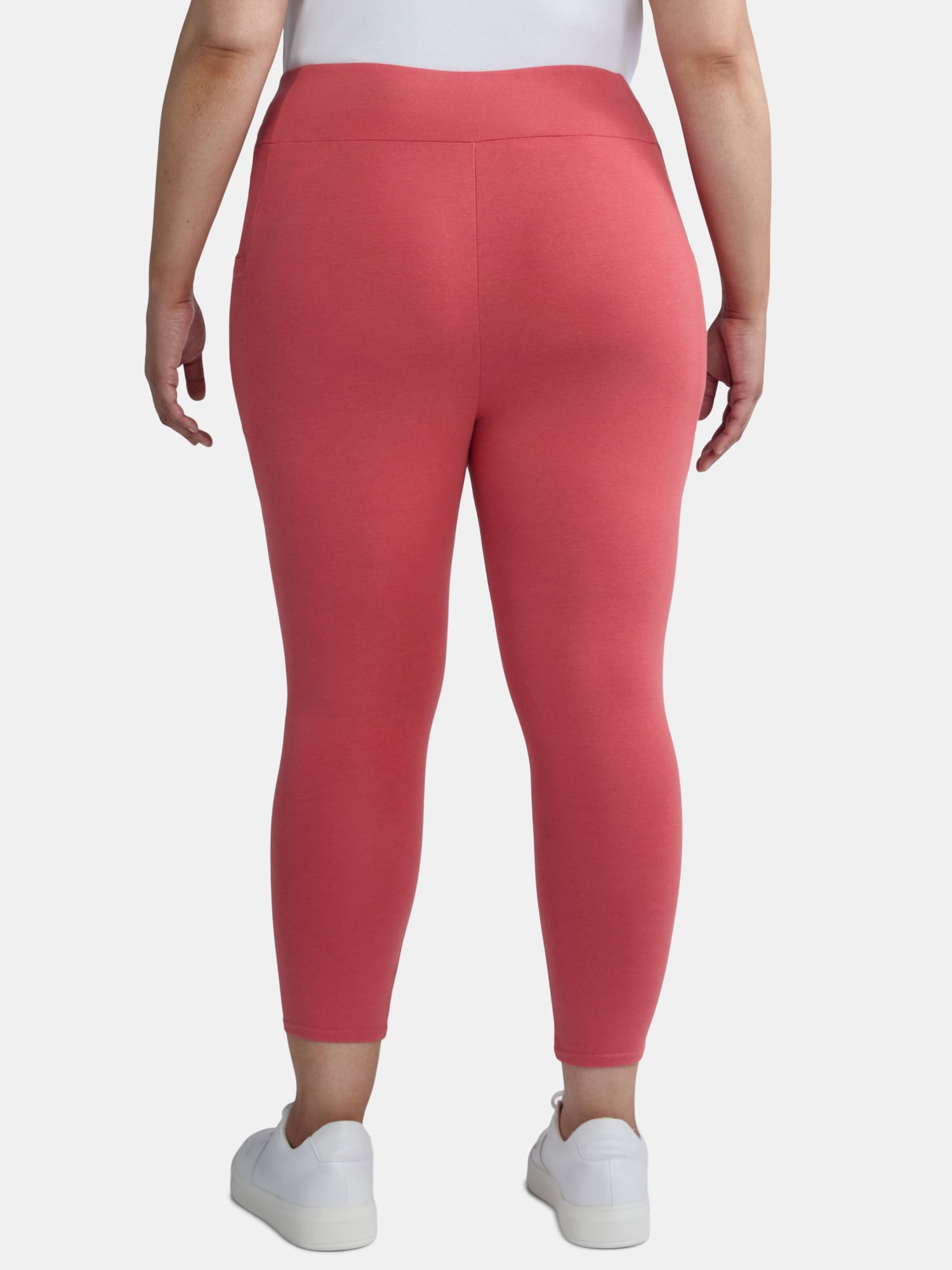 Terra & Sky Women's Plus High Rise Capri Leggings with Cellphone Pockets, 2-Pack