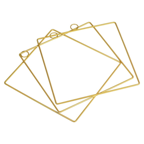 Uxcell Square Metal Floral Hoop Frame Macrame Ring Wreath 10" Gold Tone 3 Pcs