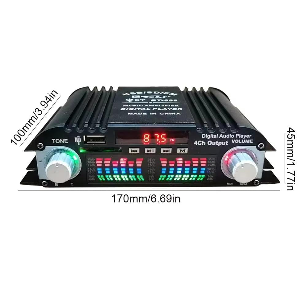 Peak Power Bluetooth HiFi Sound Amplifier 4 Channel Digital Audio Karaoke UK