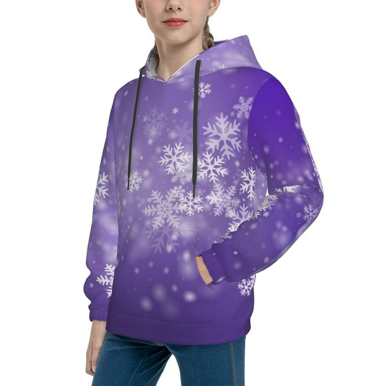Disketp Snowfall Sky White Purple Youth Hoodie Sweatshirt for Boys Girls Kids Pullover Hooded Classic Casual Essentials Hoodie X Large Walmart