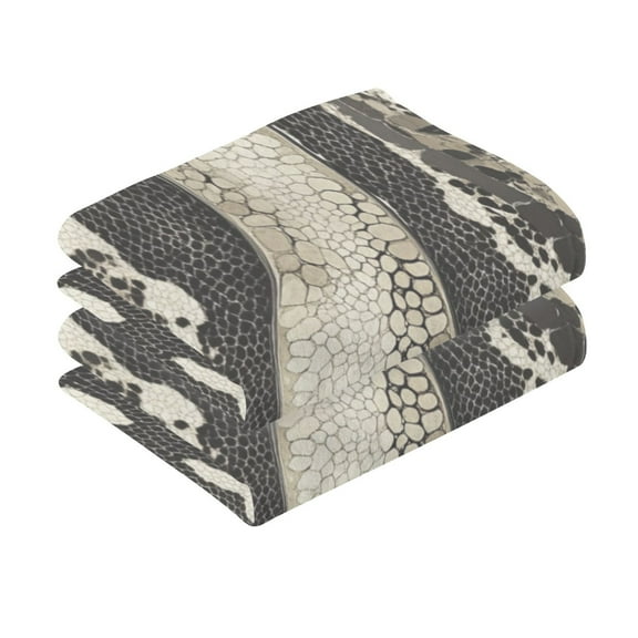 2 Pcs Absorbent Face Towel Bath Hand Towels Soft Breathable Cotton Towel Set for Bathroom Kitchen Hotel Spa Decor Snake Skin Pattern