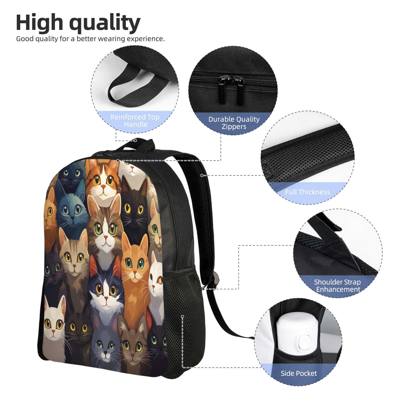 Cat Backpack Double Shoulder Backpack Durable, Spacious, Ergonomic Design for Travel, Work & Outdoor Use