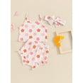 thumbnail image 2 of Suealasg Newborn Girl Summer Outfit Sleeveless Floral Camisole and Elastic Ruffle Shorts Headband Set  3 6 12 18 24 Months Baby Girl Clothes, 2 of 6