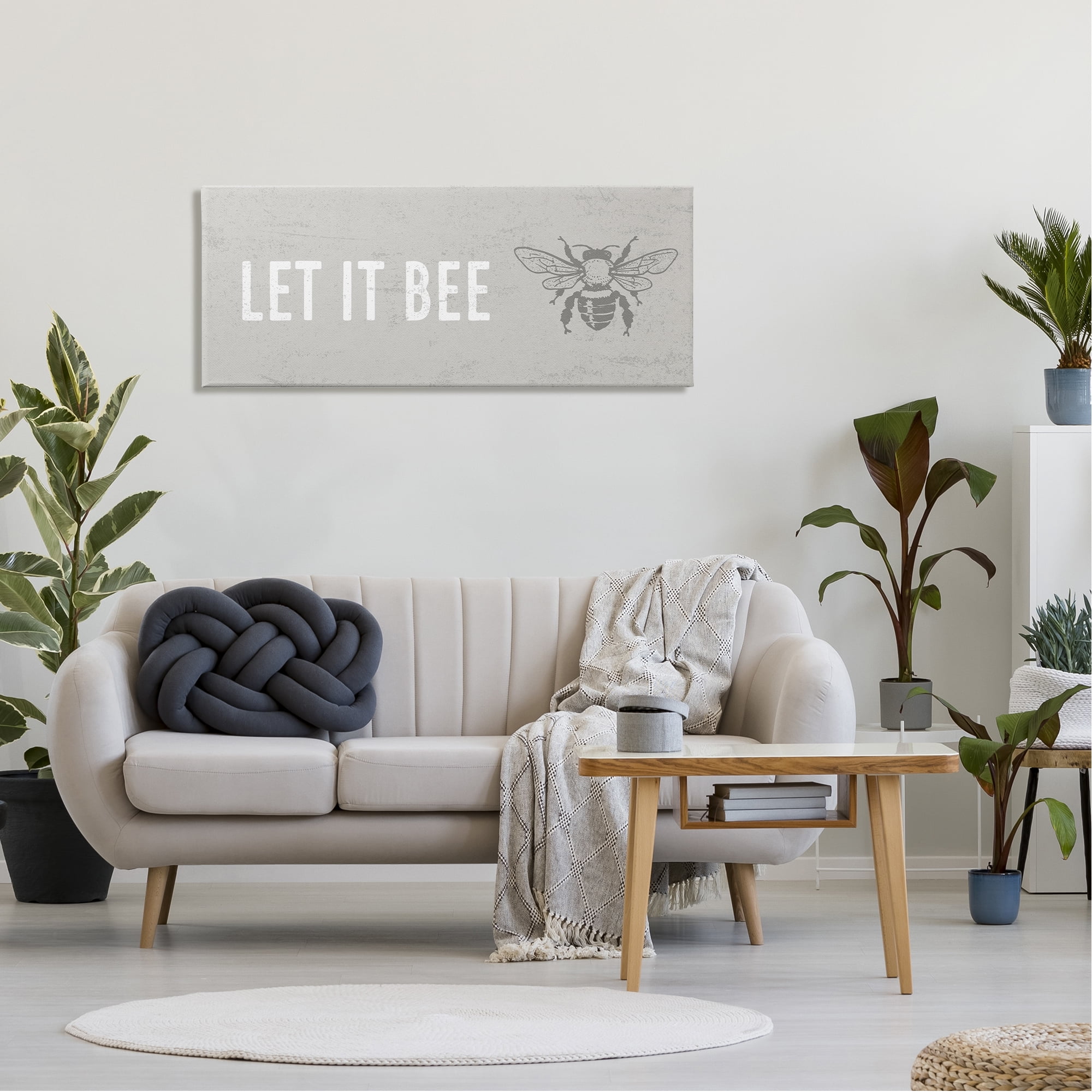 Stupell Industries Let It Bee Flying Insect Bumble Wasp Motif Graphic Art Gallery Wrapped Canvas Print Wall Art, Design by Daphne Polselli