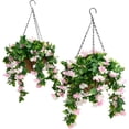 thumbnail image 1 of HCBY Hanging Baskets for Plants, 2Pcs Faux Crepe Myrtle Hanging Baskets, Weather Resistant Artificial Hanging Plants, Spring Summer Outside Porch Decor, 1 of 5