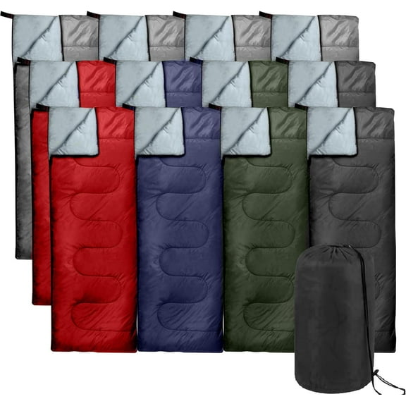 Bulk 10 Pack Envelope Sleeping Bags, 4 Seasons Warm or Cold Lightweight Indoor Outdoor Sleeping Bags for Adults, Backpacking, Camping