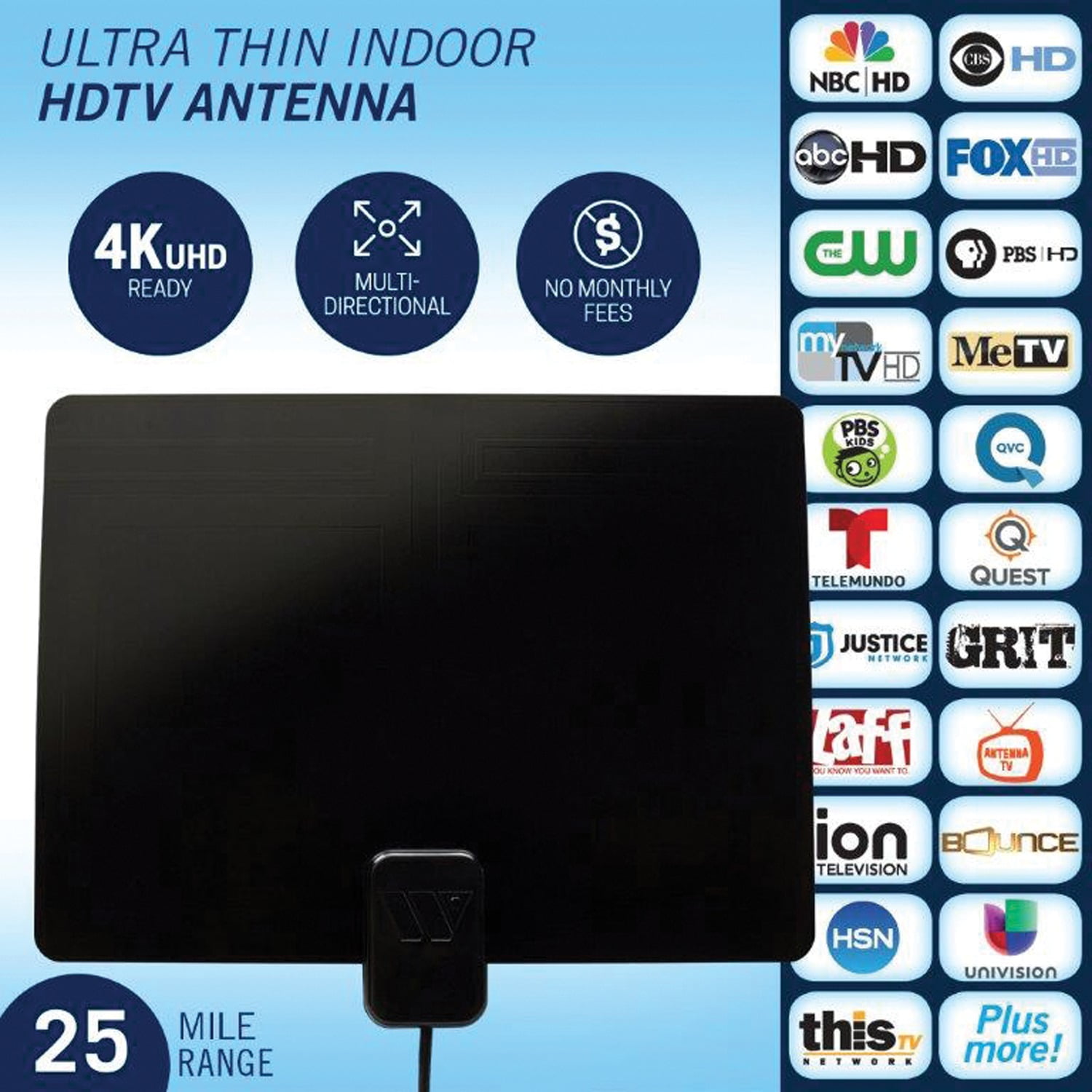 Winegard FL-1000 Flatwave Non-Amplified Ultra-Thin Indoor HD Antenna, Pack of 2