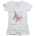 thumbnail image 1 of Elvis Presley Iconic Pose Junior Women's V-Neck T-Shirt White, 1 of 2